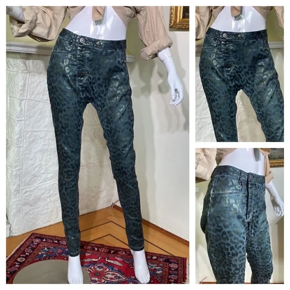 NÜ Denmark Offside Zip Metallic Leopard Print Jean